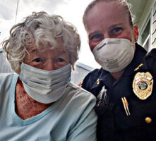 police offer and older lady masked